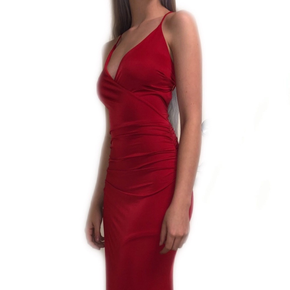 Long, elegant prom dress in a beautiful red